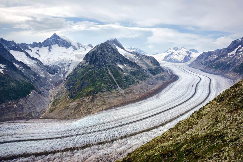 a long glacier in Switzerland